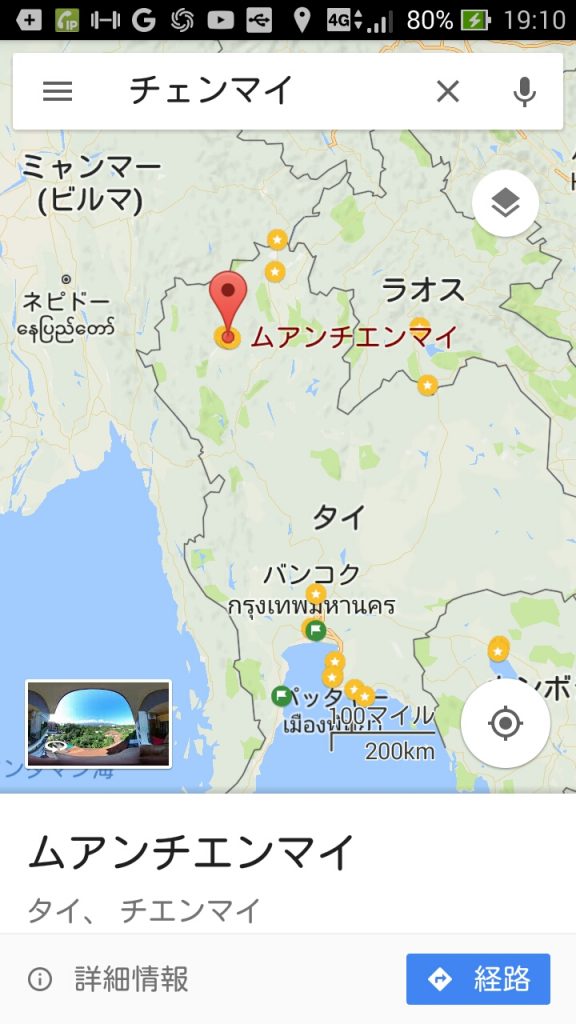 タイ、チェンマイの位置を示した地図